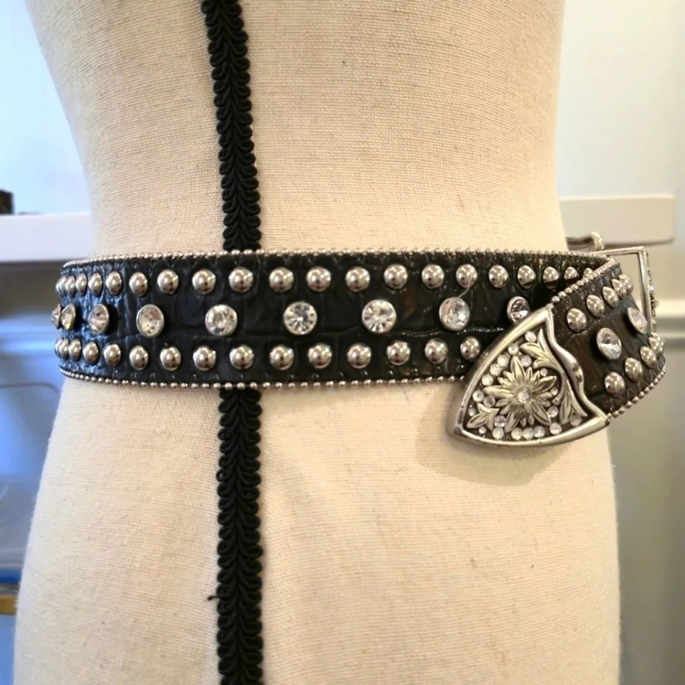 Vintage | Rhinestone Leather Belt